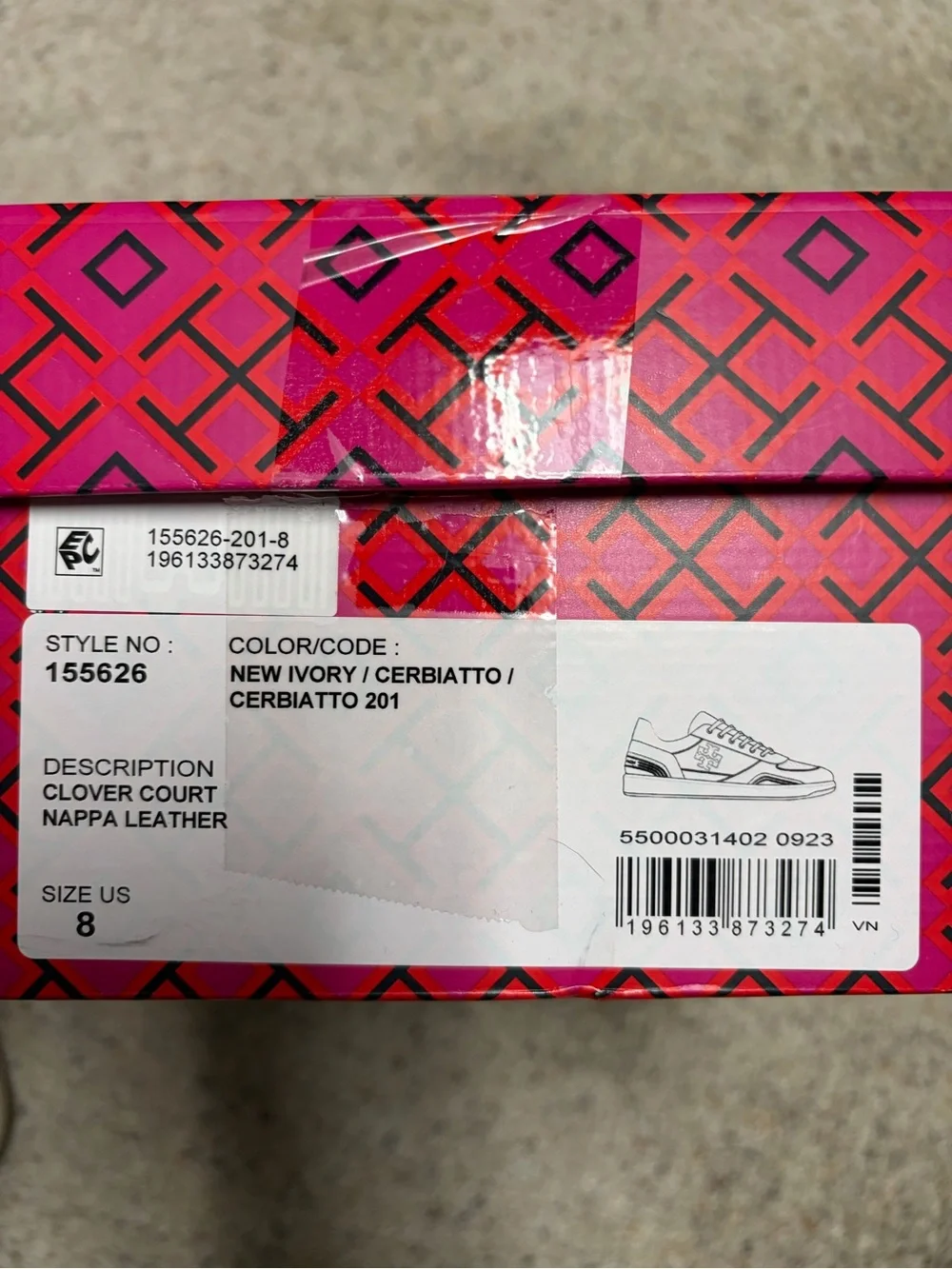 Tory Burch Cream & Taupe Clover Court Suede Logo Sneakers